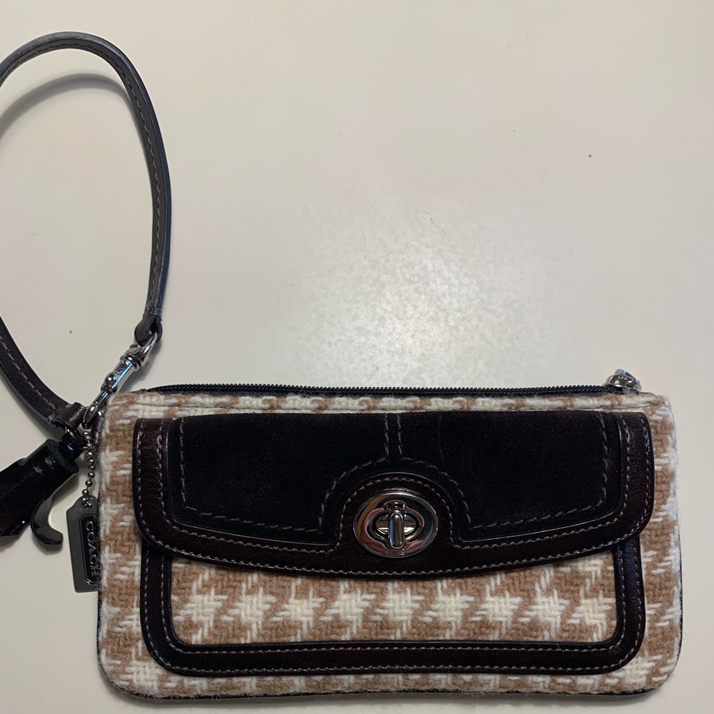 Coach Houndstooth Pattern Wristlet - image 2